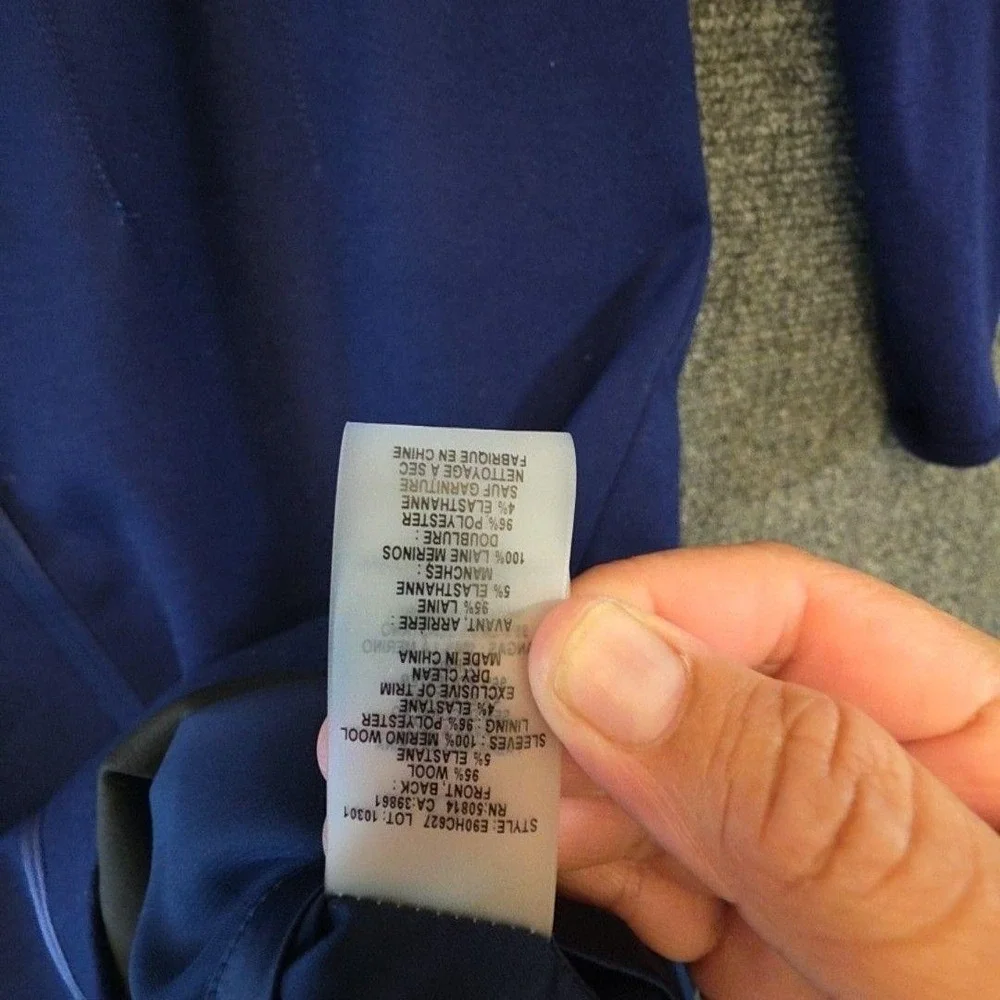 Elie Tahari Dress Womens 12 Blue Wool Cashmere Sheath Long Sleeve Knee Length